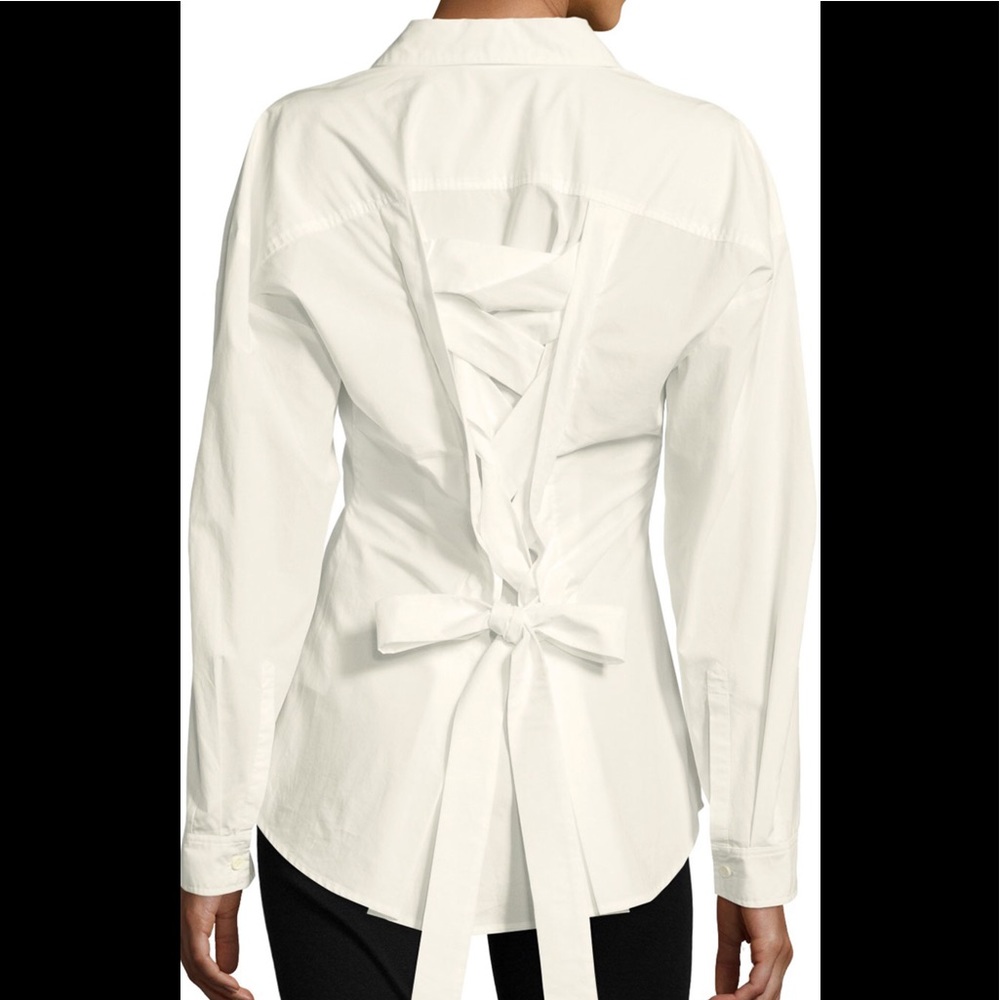 Derek Lam 10 Crosby  Lace-Up Back Poplin Shirt